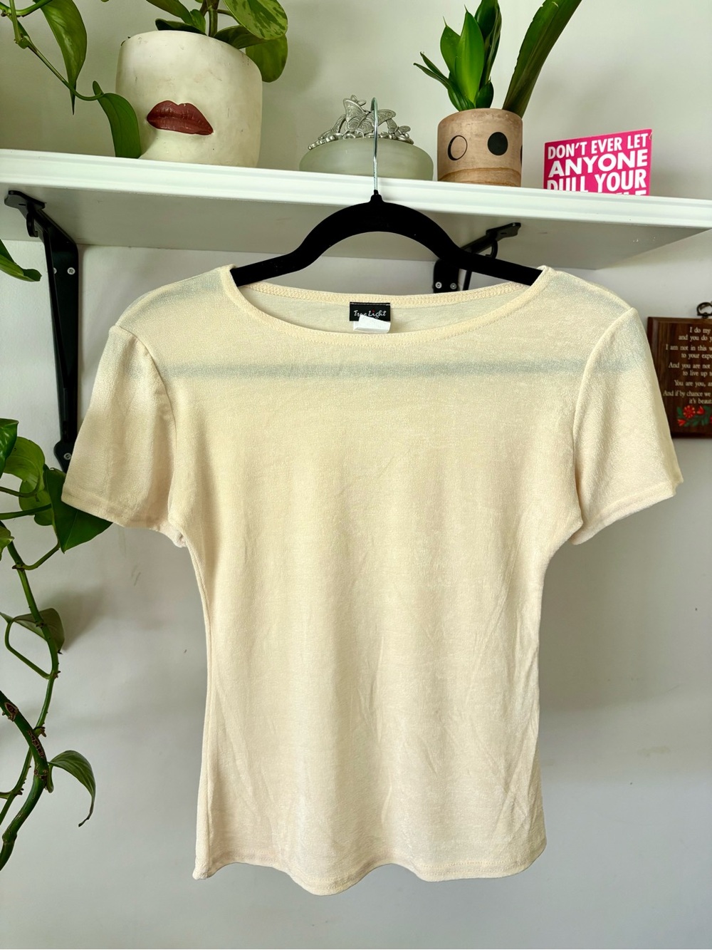 TRUE LIGHT Cream Short Sleeve Knit Tee